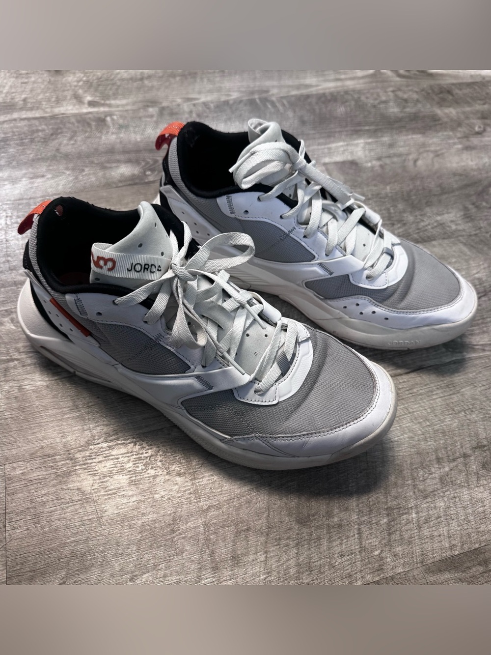 Jordan Men's Gray, White & Red Low-Top Sneakers